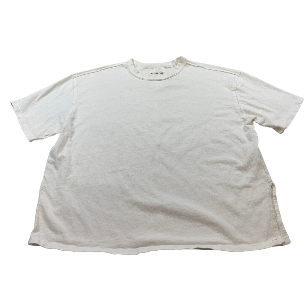 We The Free Free People White Cotton Boxy Oversized Short Sleeve Tee XS